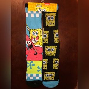 SPONGEBOB SQUAREPANTS NOVELTY CREW SOCKS NWT MEN’S SHOE SIZE 6-12